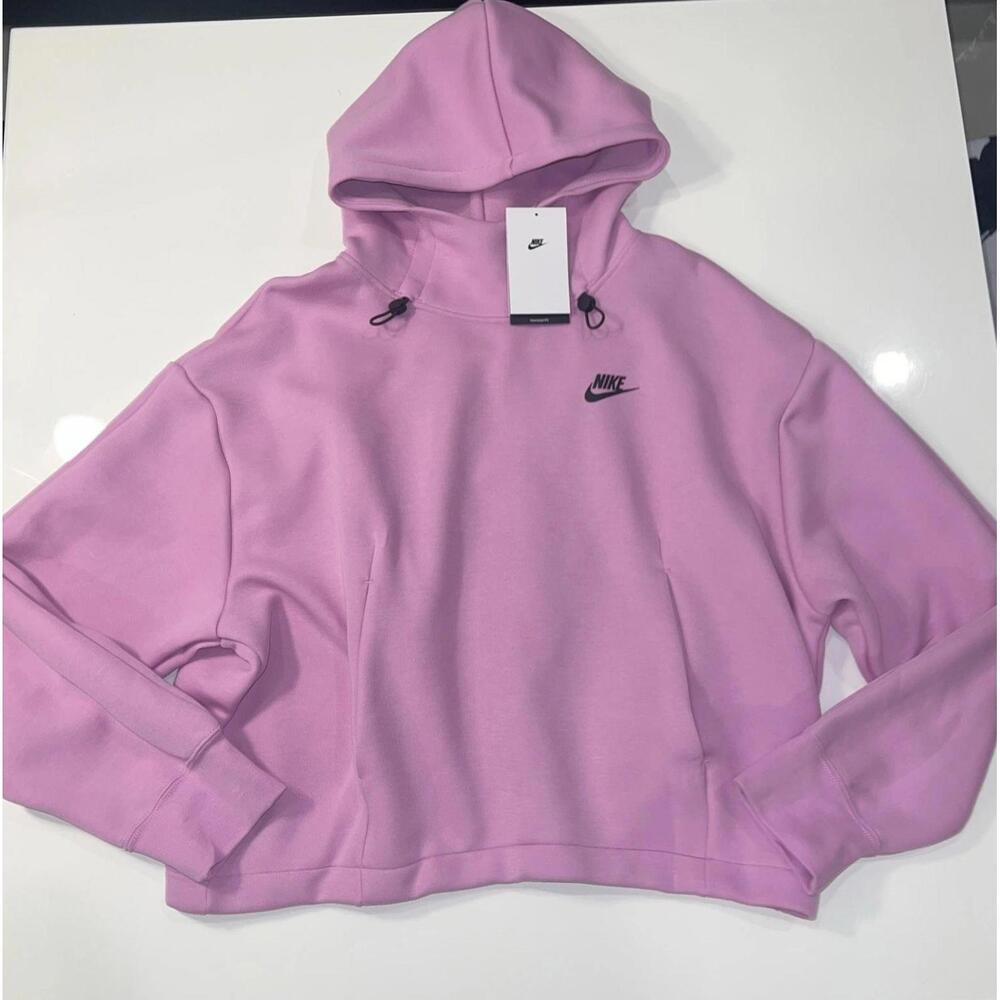 $130 Nike Sportswear Tech Fleece Women's oversize pink  Hoodie Flax FV6322 Sz S - Picture 6 of 8